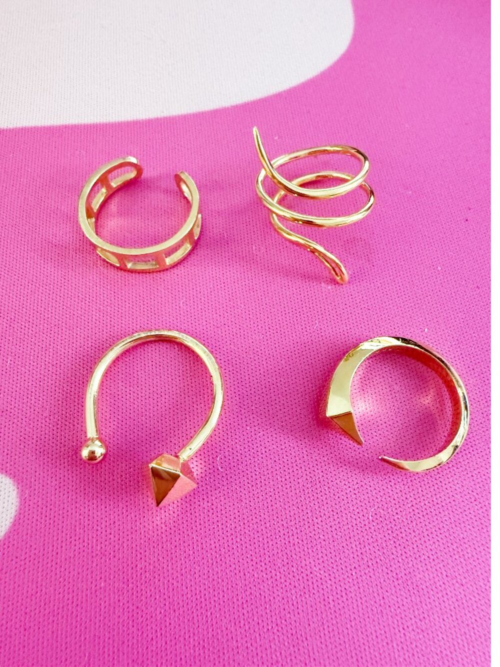 Brandy Pham Fashion Stackable 4 Rings Gold-Tone sz - Picture 1 of 15